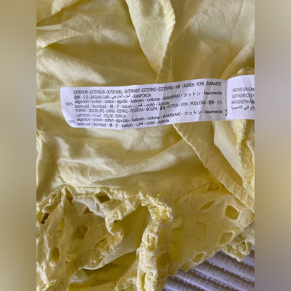 Zara Girls SZ 9 Cotton Eyelet Embroidered Button Down Yellow Top Shirt Flutter - Picture 6 of 6